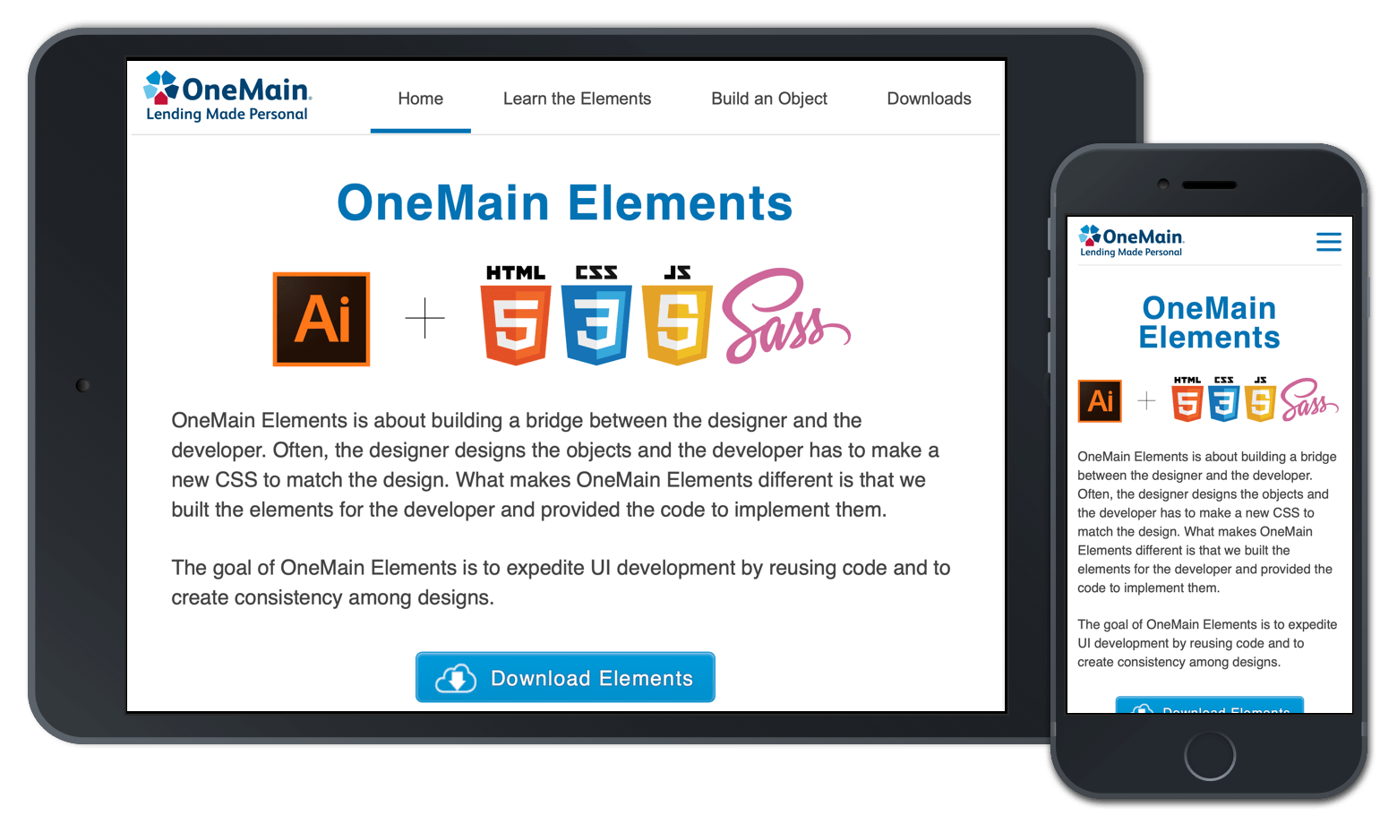 The OneMain Design System called Elements portfolio preview